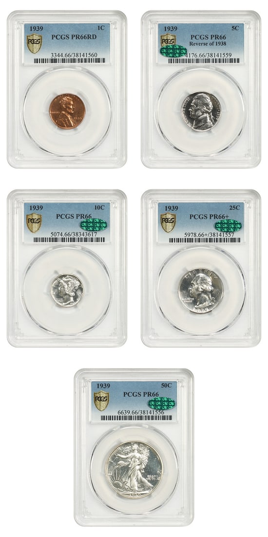 1939 Proof 5 Coin 1C-50C Set PCGS CAC PR66-66 Plus Philadelphia (1 of 6)