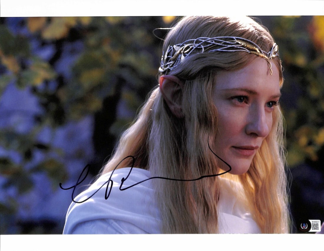 11x14 Photo Signed by Cate Blanchett as Galadriel Beckett Authenticated: 11x14 Photo Signed by Cate Blanchett as Galadriel Beckett Authenticated This 11x14 photograph features Cate Blanchett as Galadriel from the Lord of the Rings movie trilogy. The photograph has been han