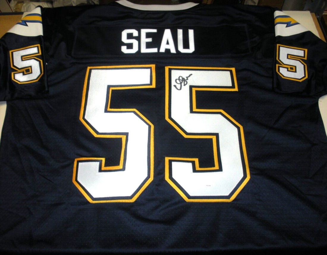 Junior Seau Signed San Diego Chargers ProLine Jersey with JSA COA: Junior Seau Signed San Diego Chargers ProLine Jersey with JSA COA This officially licensed ProLine jersey features the signature of football legend Junior Seau, a celebrated player for the San Diego C