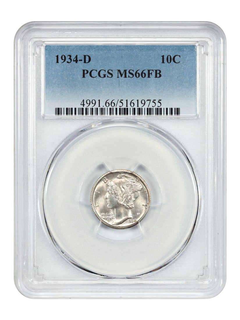 1934 Denver Mercury Dime PCGS MS66FB Certified 10C Coin (1 of 4)