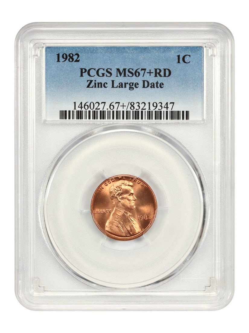 1982 Lincoln Cent 1C PCGS MS67+RD Zinc Large Date (1 of 4)