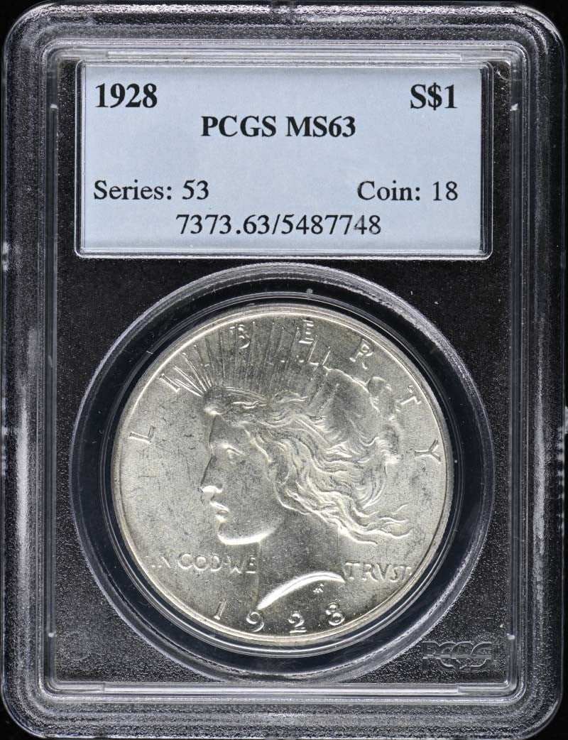 1928 Peace Dollar PCGS MS63 Philadelphia Uncirculated Coin: 1928 Peace Dollar PCGS MS63 Philadelphia Uncirculated Coin This 1928 Peace Dollar is a remarkable addition for any coin collector. Graded MS63 by PCGS, this uncirculated piece showcases the classic de