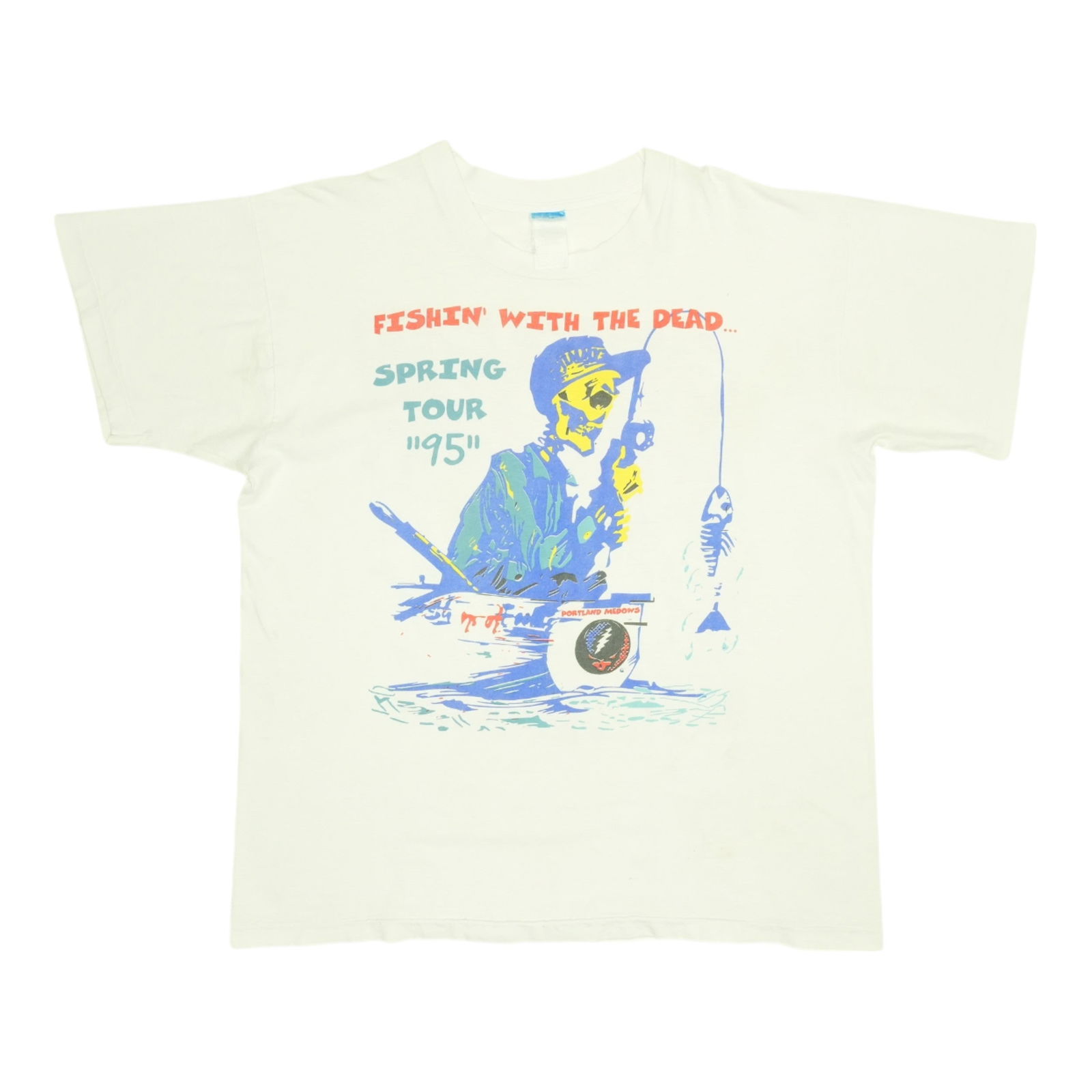 Vintage 1995 Grateful Dead Fishin With The Dead White Cotton T-Shirt: Vintage 1995 Grateful Dead Fishin With The Dead White Cotton T-Shirt This is an original vintage 1995 Grateful Dead "Fishin With The Dead" shirt featuring graphics on both the front and back. The shir