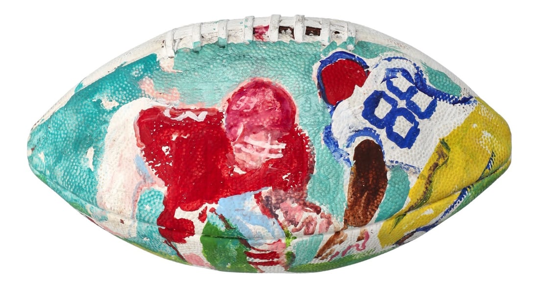 LeRoy Neiman Signed Hand-Painted Wilson Football JSA Certified RARE: LeRoy Neiman Signed Hand-Painted Wilson Football JSA Certified RARE This rare hand-painted Wilson football by celebrated sports artist LeRoy Neiman showcases his signature style, known for its vibrant