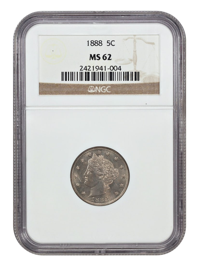 1888 Liberty Nickel Five Cent Coin NGC MS62 (1 of 4)