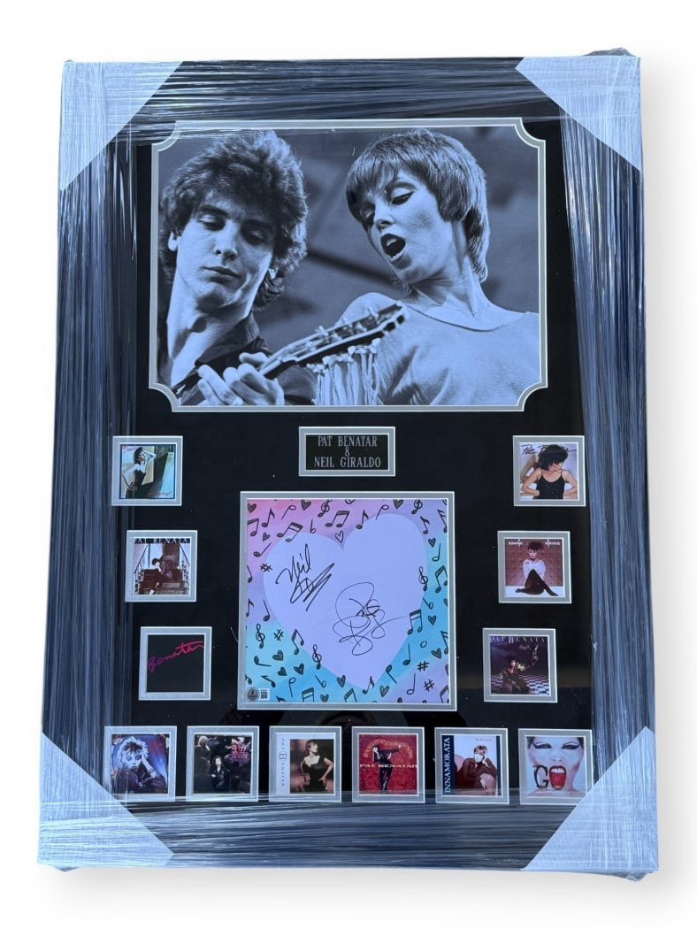 Framed Beckett Authenticated Pat Benatar Neil Giraldo Dual Signed Cut Display (1 of 3)