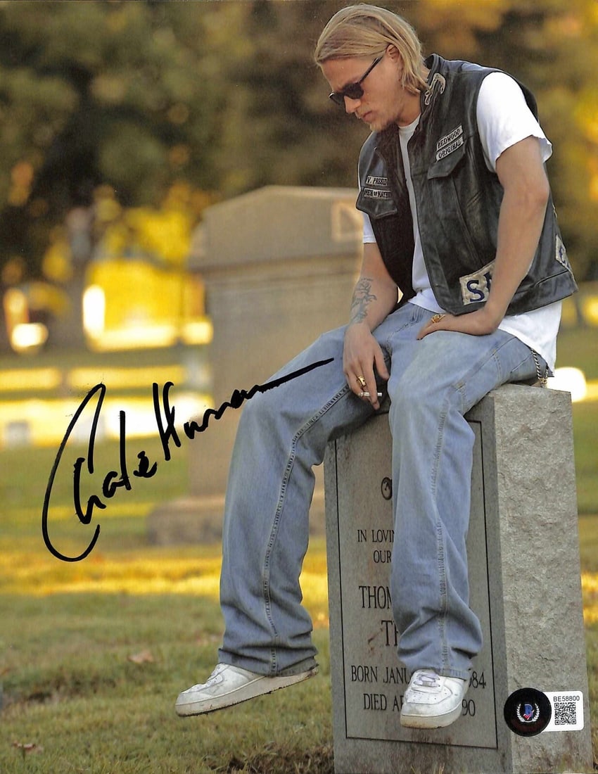 Charlie Hunnam Jax Teller Signed 8x10 Photo Beckett Certified: Charlie Hunnam Jax Teller Signed 8x10 Photo Beckett Certified This is an autographed 8x10 photograph of Charlie Hunnam, renowned for his role as "Jax Teller" in the acclaimed TV series Sons of Anarchy
