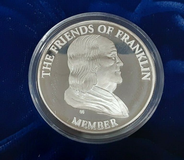 Franklin 1 Troy Oz .999 Silver Gem Proof Round by Northwest Territorial Mint in Case: Franklin 1 Troy Oz .999 Silver Gem Proof Round by Northwest Territorial Mint in Case This is a Northwest Territorial Mint Franklin round crafted from .999 fine silver, weighing 1 troy ounce. The piece