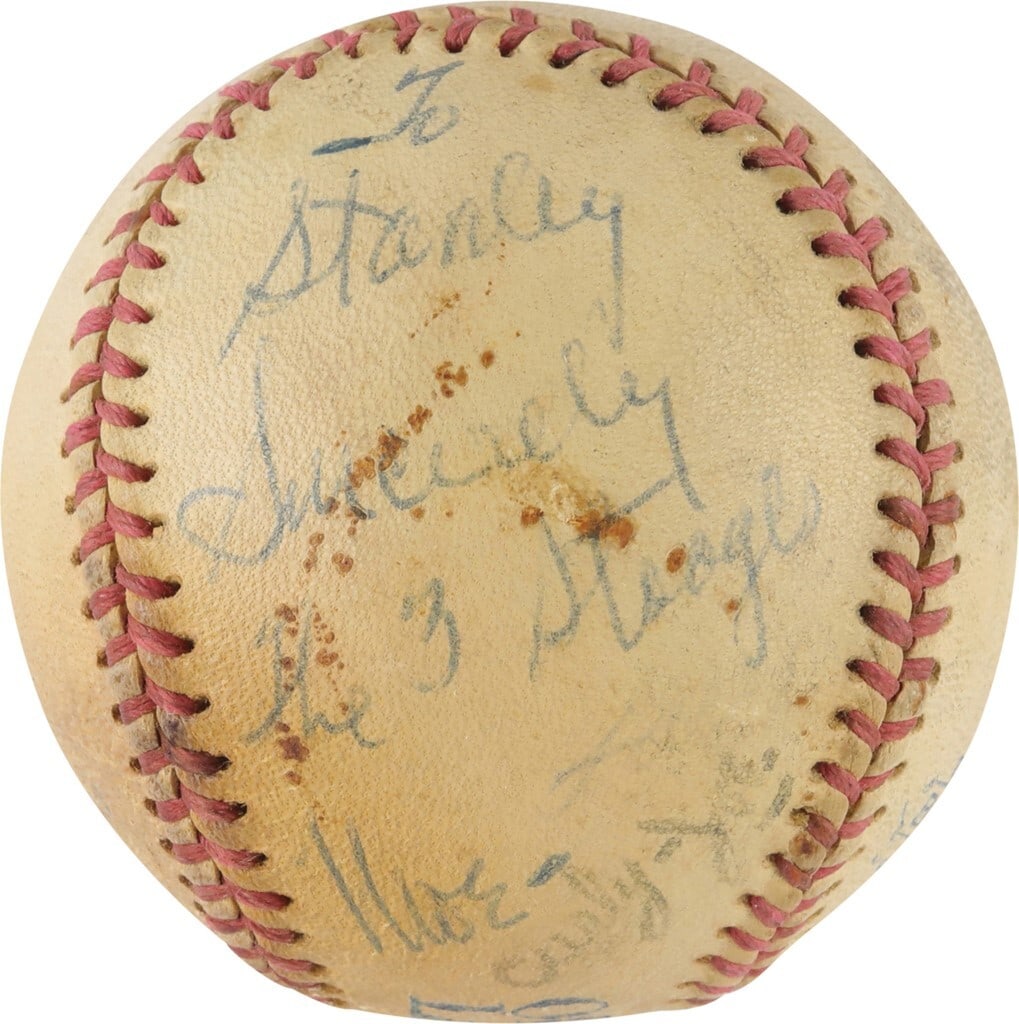 Three Stooges Signed Baseball Moe Larry Curly Joe JSA Authenticated (1 of 7)