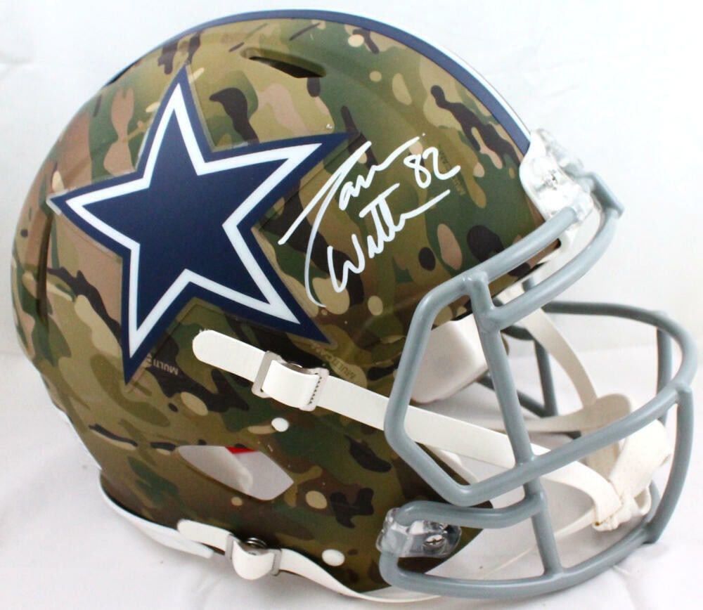 Jason Witten Signed Cowboys Camo Speed Helmet Beckett Authenticated: Jason Witten Signed Cowboys Camo Speed Helmet Beckett Authenticated This collectible item features an authentic Dallas Cowboys helmet signed by legendary player Jason Witten. The helmet is a Full Size