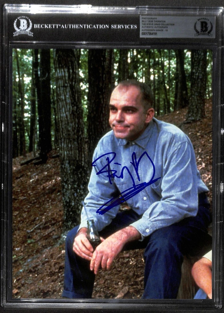 Billy Bob Thornton Autographed 8x10 Photo with Beckett 10 Certification: Billy Bob Thornton Autographed 8x10 Photo with Beckett 10 Certification This is an autographed 8x10 photograph of actor Billy Bob Thornton, signed in blue permanent marker. The autograph has been auth