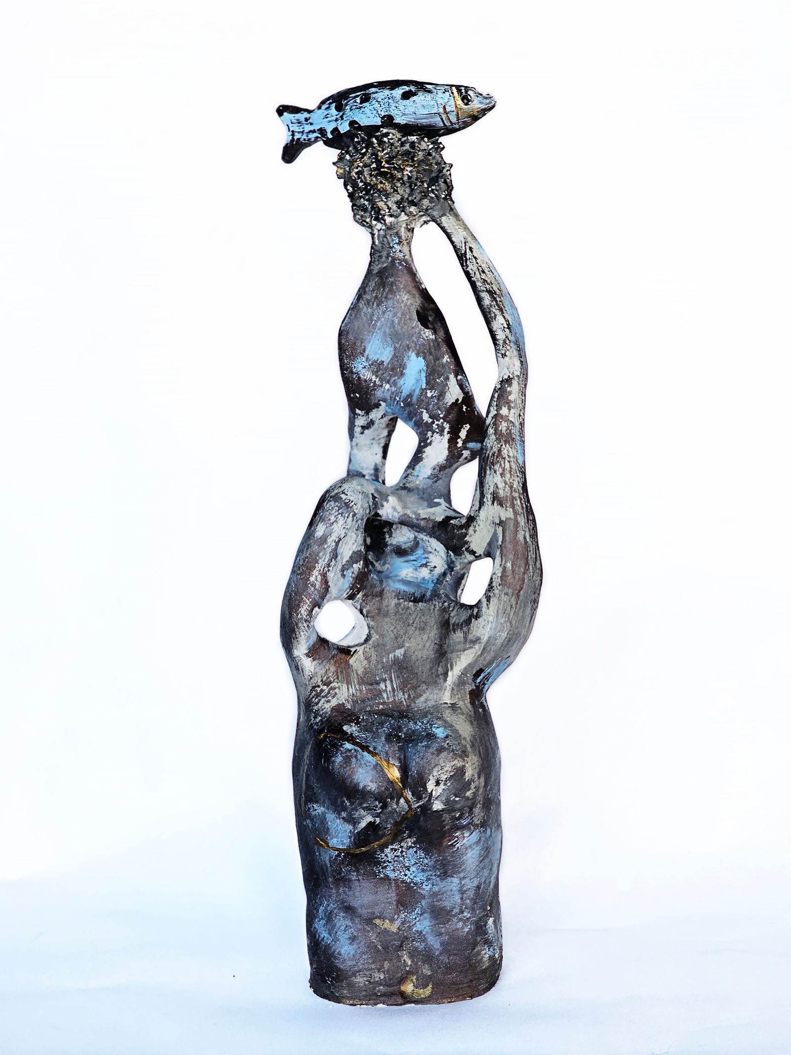 Contemporary 22" x 6" Ceramic Sculpture 'Zuza' by Lika Brutyan: Contemporary 22" x 6" Ceramic Sculpture 'Zuza' by Lika Brutyan Introducing the "Zuza" Ceramic Sculpture by Lika Brutyan, a stunning 22" x 6" contemporary art piece created in 2024. This sculpture is c