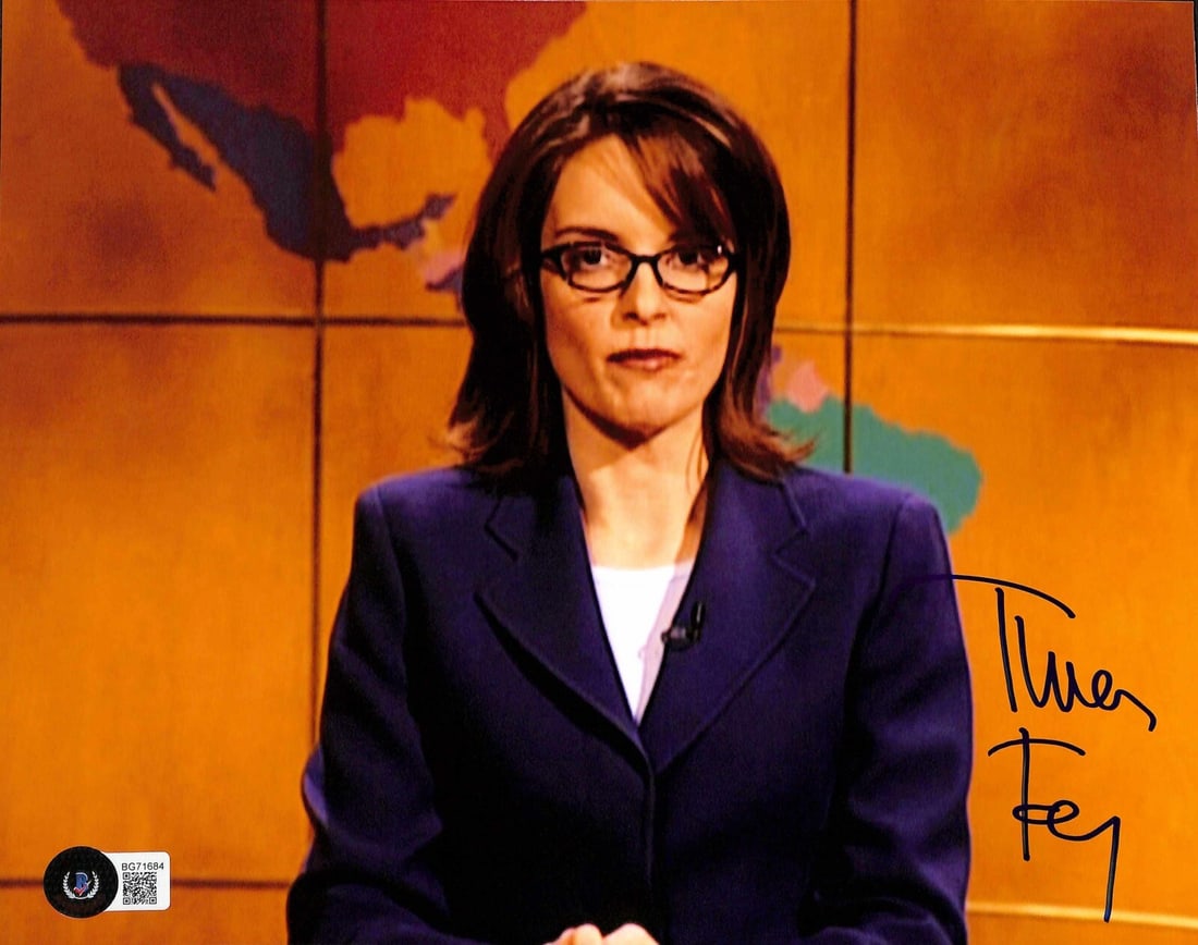 Tina Fey Signed 8x10 Photo from SNL Certified by Beckett: Tina Fey Signed 8x10 Photo from SNL Certified by Beckett This is a signed 8x10 color photograph of Tina Fey, the acclaimed actress and comedian known for her work on Saturday Night Live. The photograp