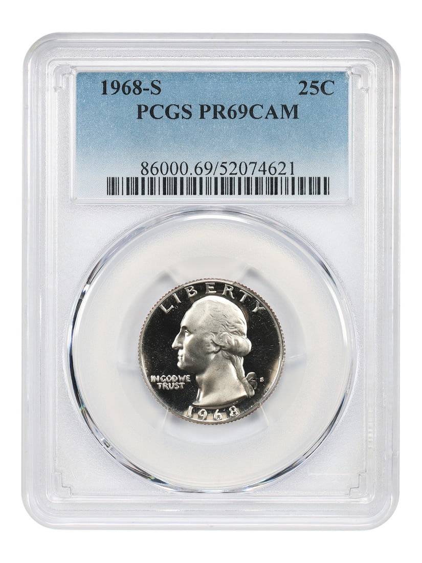 Washington Quarter 1968-S PCGS PR69CAM Proof San Francisco 25C Coin (1 of 6)