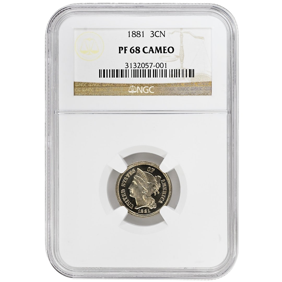 NGC PF68CAM 1881 Proof Three Cent Nickel Coin United States (1 of 2)