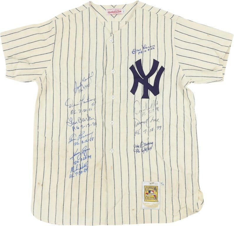 Limited Edition Perfect Game Jersey 10 Signatures Sandy Koufax JSA COA: Limited Edition Perfect Game Jersey 10 Signatures Sandy Koufax JSA COA This rare signed jersey celebrates the legendary Perfect Game pitchers, featuring 10 signatures including the iconic Sandy Koufax