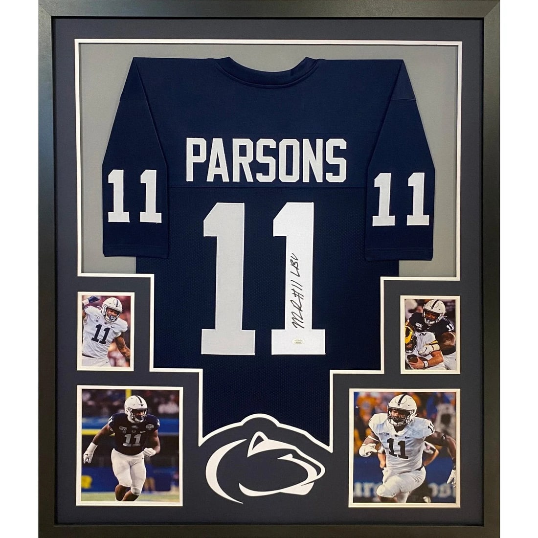 Micah Parsons Autographed Framed Jersey JSA Certified PSU Cowboys: Micah Parsons Autographed Framed Jersey JSA Certified PSU Cowboys This autographed Micah Parsons framed jersey is a stunning piece for any fan. Authenticated by JSA, a leader in sports memorabilia ver