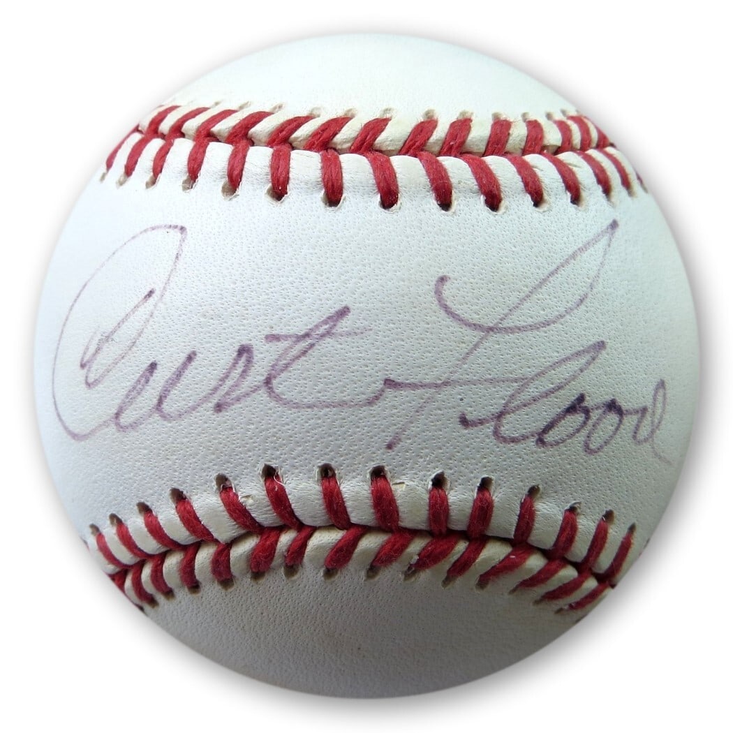 Curt Flood Autographed NL Baseball St. Louis Cardinals JSA Authenticated: Curt Flood Autographed NL Baseball St. Louis Cardinals JSA Authenticated This is an original Curt Flood autographed National League baseball. The ball is authenticated by James Spence Authentication (