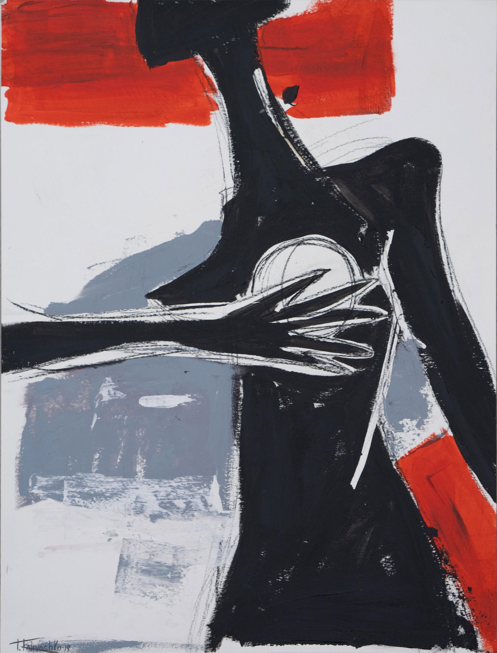 Tetiana Kalivoshko 'Abuse' 2019 Acrylic on Paper Abstract Painting 24 x 18 (1 of 1)