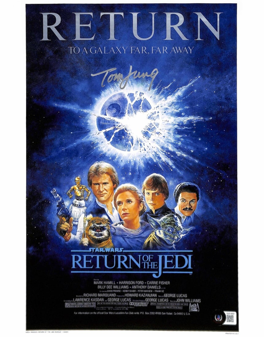 Tom Jung Signed Star Wars ROTJ Style C 11x14 Photo Beckett Authenticated: Tom Jung Signed Star Wars ROTJ Style C 11x14 Photo Beckett Authenticated This is an original 11x14 inch color photograph featuring the Style C Return of the Jedi poster artwork, personally signed by a