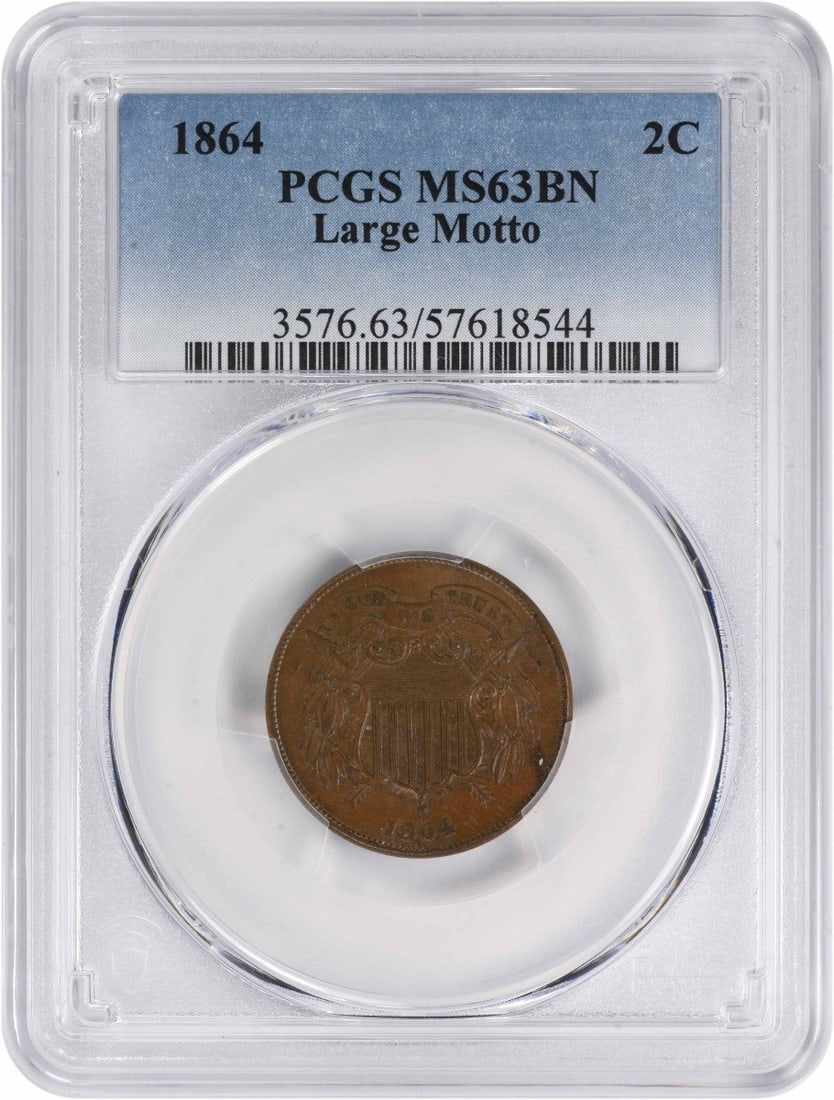 1864 MS63BN Two Cent Piece Bronze Coin PCGS Certified (1 of 2)