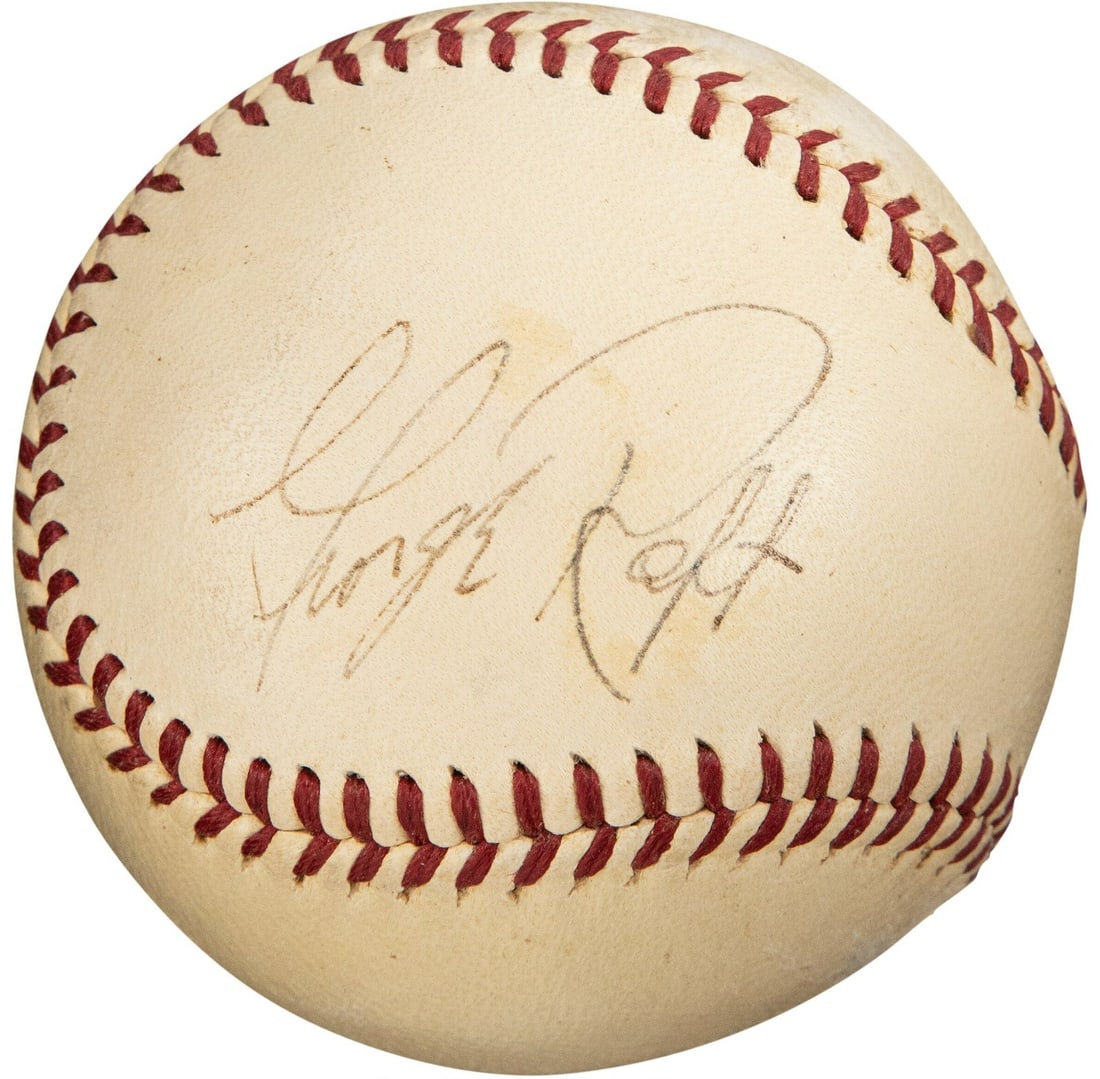George Raft Signed 1935 Official National League Baseball with Beckett COA: George Raft Signed 1935 Official National League Baseball with Beckett COA This remarkable piece is a 1935 Official National League baseball single signed by George Raft, a prominent star of crime mel