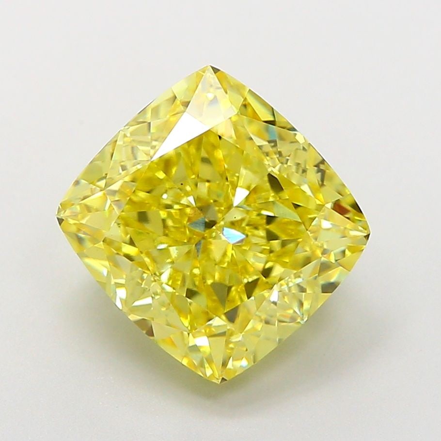 Loose Diamond - CUSHION MODIFIED 4.02ct Fancy Vivid Yellow VS1: Loose Diamond - CUSHION MODIFIED 4.02ct Fancy Vivid Yellow VS1 Source: This is a real non-mined Diamond that has been grown in a lab Shape: CUSHION MODIFIED Carats: 4.02 Color: Fancy Vivid Yellow Cert