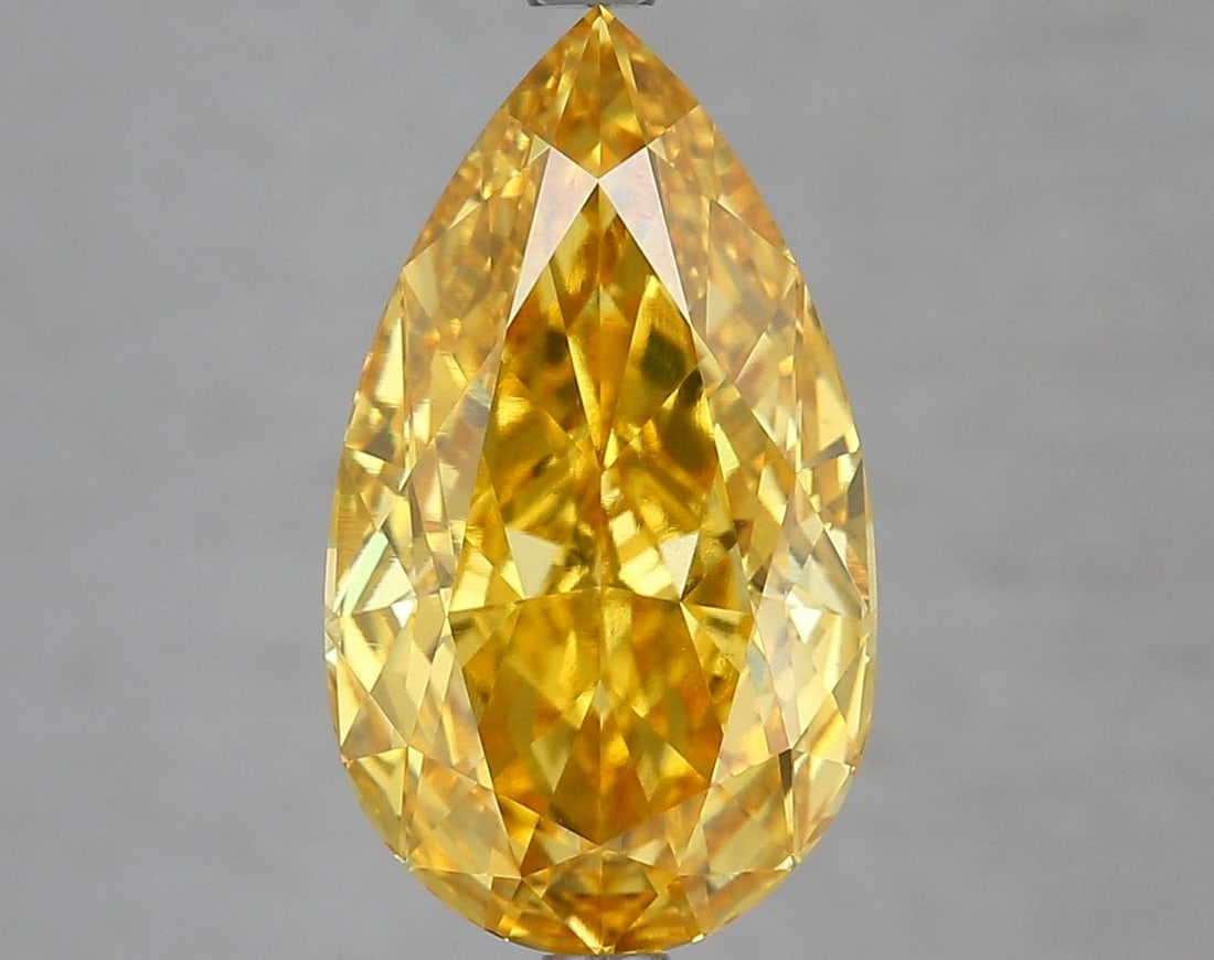 Loose Diamond - PEAR 6.18ct Fancy Vivid Yellow VVS2: Loose Diamond - PEAR 6.18ct Fancy Vivid Yellow VVS2 Source: This is a real non-mined Diamond that has been grown in a lab Shape: PEAR Carats: 6.18 Color: Fancy Vivid Yellow Certification: IGI Video: