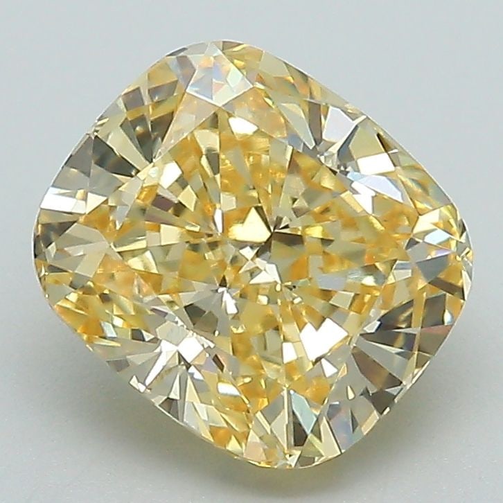 Loose Diamond - CUSHION BRILLIANT 2.56ct Fancy Intense Yellow VS1: Loose Diamond - CUSHION BRILLIANT 2.56ct Fancy Intense Yellow VS1 Source: This is a real non-mined Diamond that has been grown in a lab Shape: CUSHION BRILLIANT Carats: 2.56 Color: Fancy Intense Yello