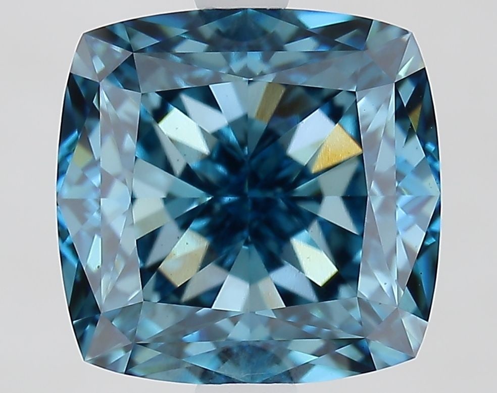 Loose Diamond - CUSHION MODIFIED 3.84ct Fancy Vivid Blue VS2: Loose Diamond - CUSHION MODIFIED 3.84ct Fancy Vivid Blue VS2 Source: This is a real non-mined Diamond that has been grown in a lab Shape: CUSHION MODIFIED Carats: 3.84 Color: Fancy Vivid Blue Certific