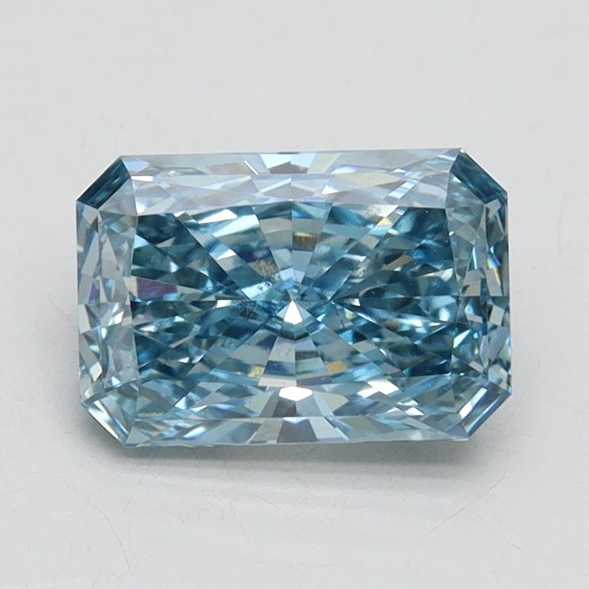 Loose Diamond - RADIANT 1.45ct Fancy Vivid Blue SI1: Loose Diamond - RADIANT 1.45ct Fancy Vivid Blue SI1 Source: This is a real non-mined Diamond that has been grown in a lab Shape: RADIANT Carats: 1.45 Color: Fancy Vivid Blue Certification: IGI Video: