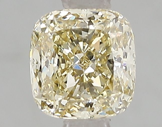 Loose Diamond - CUSHION MODIFIED 1.02ct Fancy Light Yellow VS1: Loose Diamond - CUSHION MODIFIED 1.02ct Fancy Light Yellow VS1 Source: This is a real non-mined Diamond that has been grown in a lab Shape: CUSHION MODIFIED Carats: 1.02 Color: Fancy Light Yellow Cert