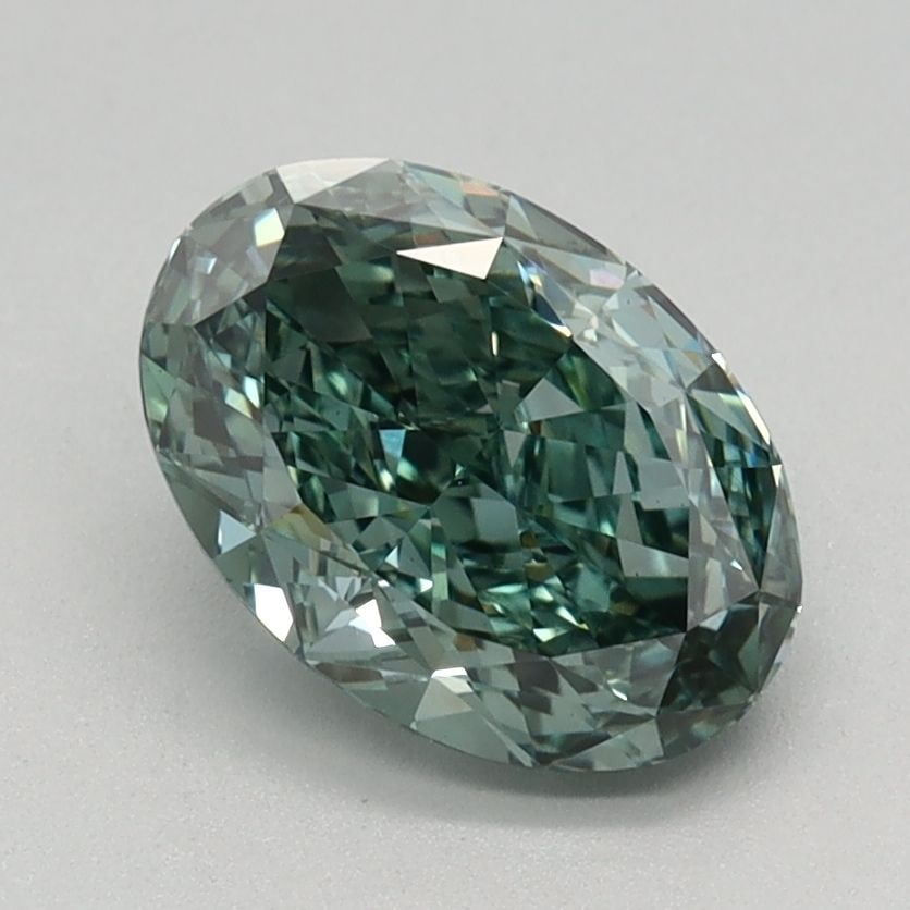 Loose Diamond - OVAL 1.32ct Fancy Vivid Blueish Green VS1: Loose Diamond - OVAL 1.32ct Fancy Vivid Blueish Green VS1 Source: This is a real non-mined Diamond that has been grown in a lab Shape: OVAL Carats: 1.32 Color: Fancy Vivid Blueish Green Certification: