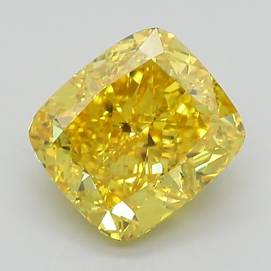 Loose Diamond - CUSHION BRILLIANT 3.13ct Fancy Vivid Yellow VVS2: Loose Diamond - CUSHION BRILLIANT 3.13ct Fancy Vivid Yellow VVS2 Source: This is a real non-mined Diamond that has been grown in a lab Shape: CUSHION BRILLIANT Carats: 3.13 Color: Fancy Vivid Yellow
