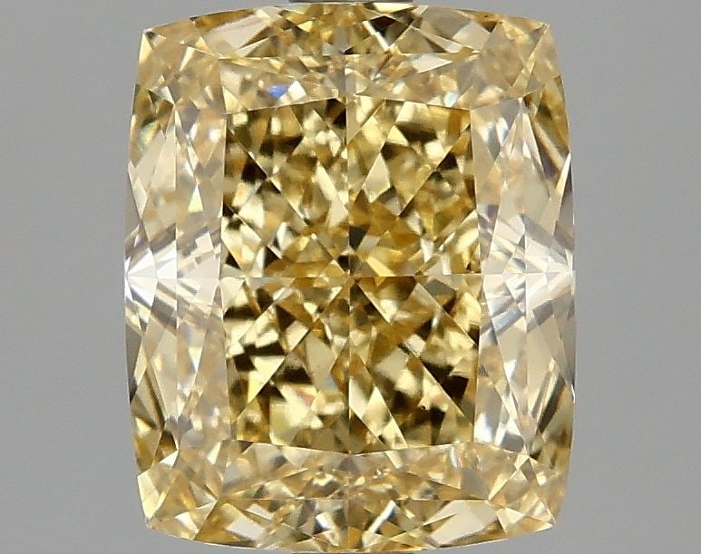 Loose Diamond - CUSHION MODIFIED 3.1ct Fancy Intense Yellow VS1: Loose Diamond - CUSHION MODIFIED 3.1ct Fancy Intense Yellow VS1 Source: This is a real non-mined Diamond that has been grown in a lab Shape: CUSHION MODIFIED Carats: 3.1 Color: Fancy Intense Yellow