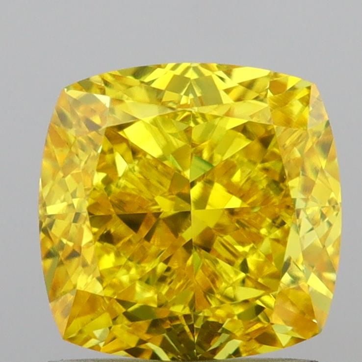 Loose Diamond - CUSHION MODIFIED 2.11ct Fancy Vivid Yellow VVS2: Loose Diamond - CUSHION MODIFIED 2.11ct Fancy Vivid Yellow VVS2 Source: This is a real non-mined Diamond that has been grown in a lab Shape: CUSHION MODIFIED Carats: 2.11 Color: Fancy Vivid Yellow Cer