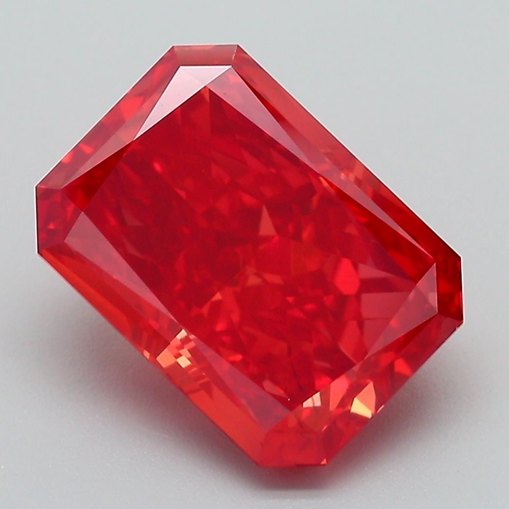 Loose Diamond - RADIANT 5.08ct Fancy Vivid Red VVS2: Loose Diamond - RADIANT 5.08ct Fancy Vivid Red VVS2 Source: This is a real non-mined Diamond that has been grown in a lab Shape: RADIANT Carats: 5.08 Color: Fancy Vivid Red Certification: IGI Video: