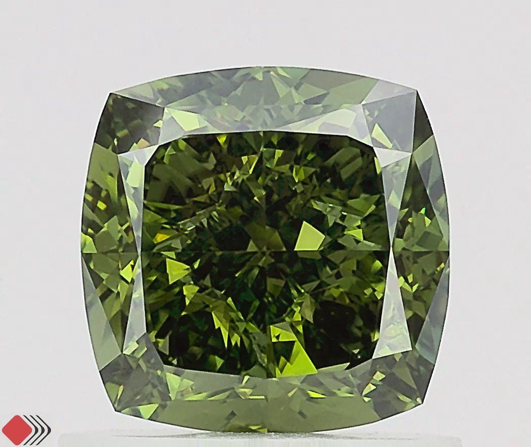 Loose Diamond - CUSHION MODIFIED 1.23ct Fancy Vivid Green VVS2: Loose Diamond - CUSHION MODIFIED 1.23ct Fancy Vivid Green VVS2 Source: This is a real non-mined Diamond that has been grown in a lab Shape: CUSHION MODIFIED Carats: 1.23 Color: Fancy Vivid Green Certi