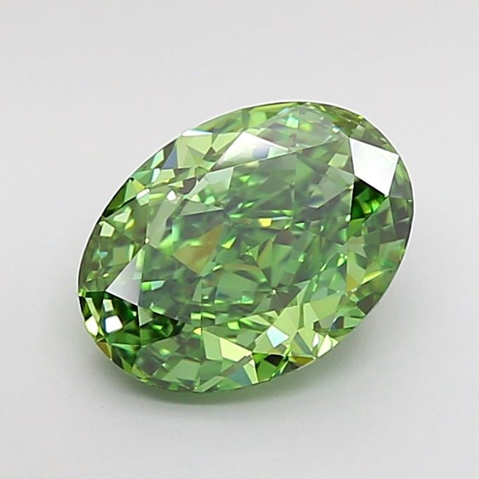 Loose Diamond - OVAL 2.34ct Fancy Vivid Green VVS2: Loose Diamond - OVAL 2.34ct Fancy Vivid Green VVS2 Source: This is a real non-mined Diamond that has been grown in a lab Shape: OVAL Carats: 2.34 Color: Fancy Vivid Green Certification: IGI Video: