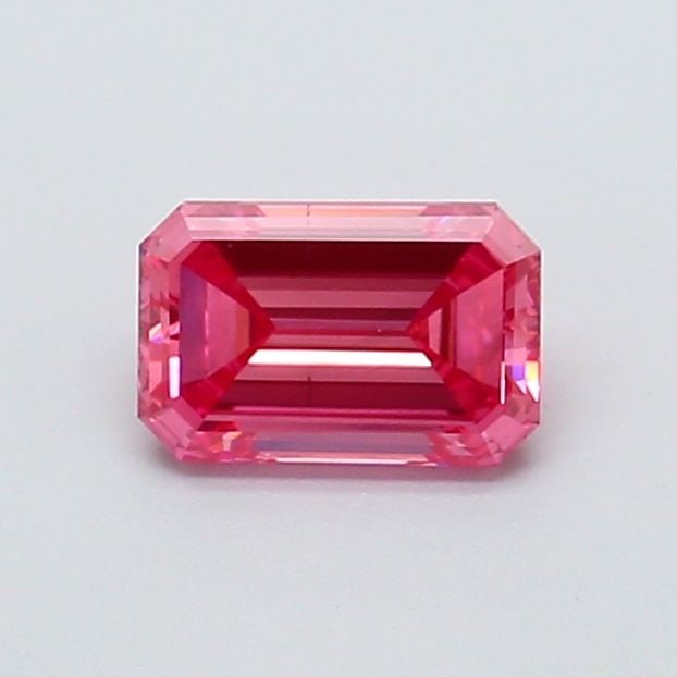 Loose Diamond - EMERALD 0.69ct Fancy Vivid Pink VS2: Loose Diamond - EMERALD 0.69ct Fancy Vivid Pink VS2 Source: This is a real non-mined Diamond that has been grown in a lab Shape: EMERALD Carats: 0.69 Color: Fancy Vivid Pink Certification: IGI Video: