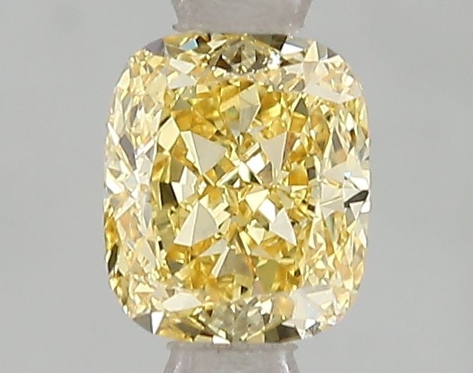 Loose Diamond - CUSHION MODIFIED 1.01ct Fancy Vivid Yellow VS1: Loose Diamond - CUSHION MODIFIED 1.01ct Fancy Vivid Yellow VS1 Source: This is a real non-mined Diamond that has been grown in a lab Shape: CUSHION MODIFIED Carats: 1.01 Color: Fancy Vivid Yellow Cert