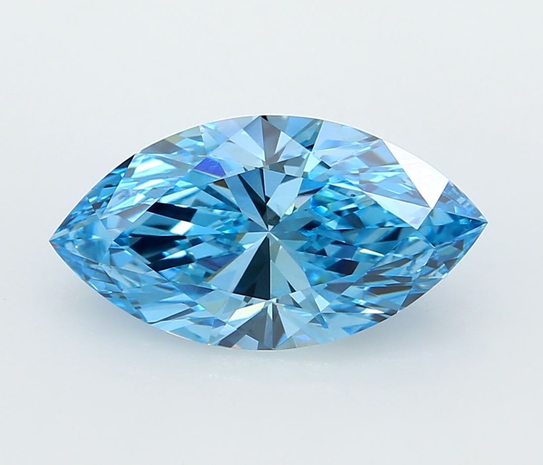 Loose Diamond - MARQUISE 3.01ct Fancy Vivid Blue VVS2: Loose Diamond - MARQUISE 3.01ct Fancy Vivid Blue VVS2 Source: This is a real non-mined Diamond that has been grown in a lab Shape: MARQUISE Carats: 3.01 Color: Fancy Vivid Blue Certification: IGI Vide