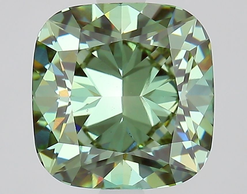 Loose Diamond - CUSHION MODIFIED 3.02ct Fancy Vivid Green VS1: Loose Diamond - CUSHION MODIFIED 3.02ct Fancy Vivid Green VS1 Source: This is a real non-mined Diamond that has been grown in a lab Shape: CUSHION MODIFIED Carats: 3.02 Color: Fancy Vivid Green Certif