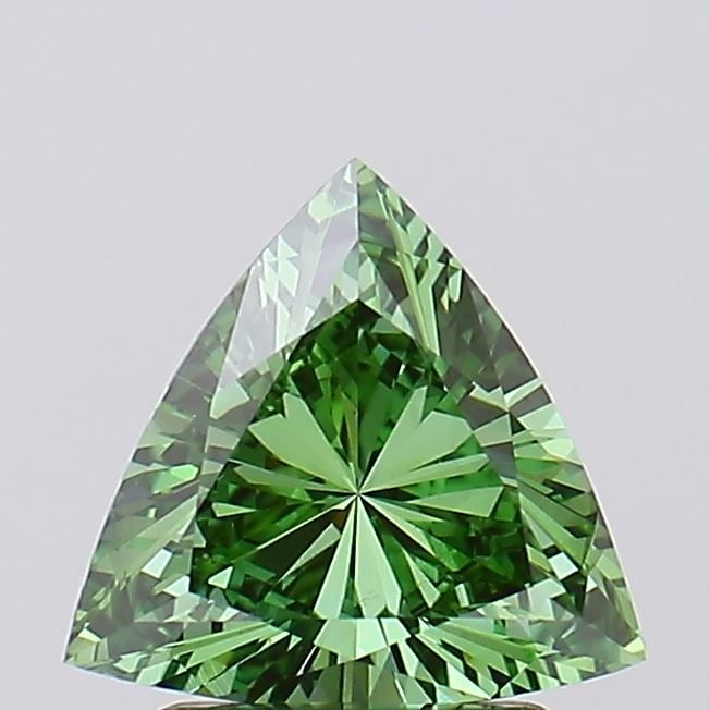 Loose Diamond - TRIANGULAR 1.42ct Fancy Vivid Green VS1: Loose Diamond - TRIANGULAR 1.42ct Fancy Vivid Green VS1 Source: This is a real non-mined Diamond that has been grown in a lab Shape: TRIANGULAR Carats: 1.42 Color: Fancy Vivid Green Certification: IGI