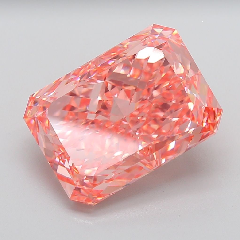 Loose Diamond - RADIANT 15.59ct Fancy Vivid Pink VVS2: Loose Diamond - RADIANT 15.59ct Fancy Vivid Pink VVS2 Source: This is a real non-mined Diamond that has been grown in a lab Shape: RADIANT Carats: 15.59 Color: Fancy Vivid Pink Certification: IGI Vide