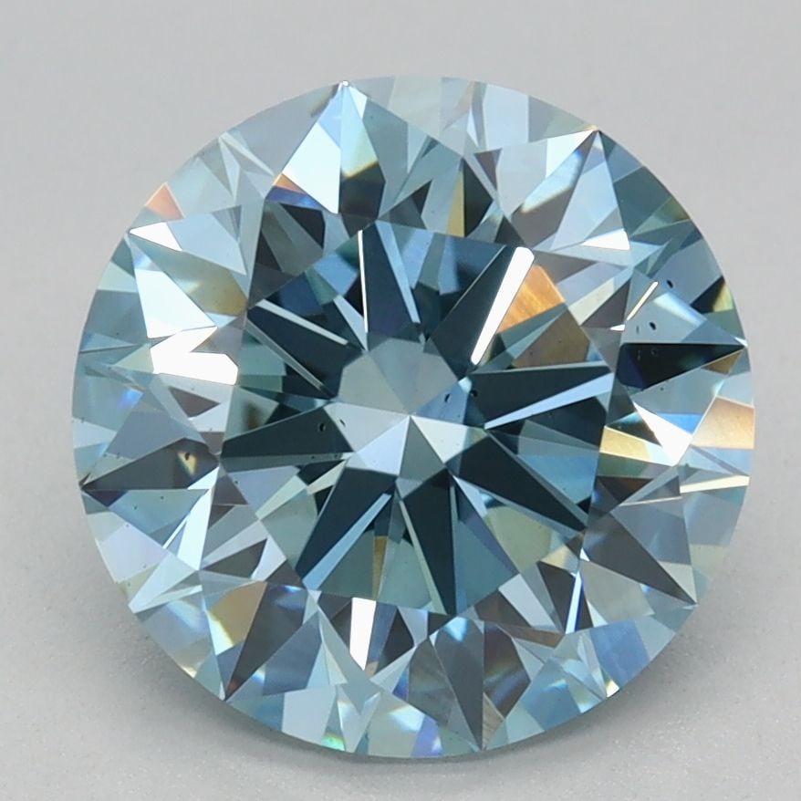 Ideal Loose Diamond - ROUND 2.58ct Fancy Vivid Blue VS2: Ideal Loose Diamond - ROUND 2.58ct Fancy Vivid Blue VS2 Source: This is a real non-mined Diamond that has been grown in a lab Shape: ROUND Carats: 2.58 Color: Fancy Vivid Blue Certification: IGI Video