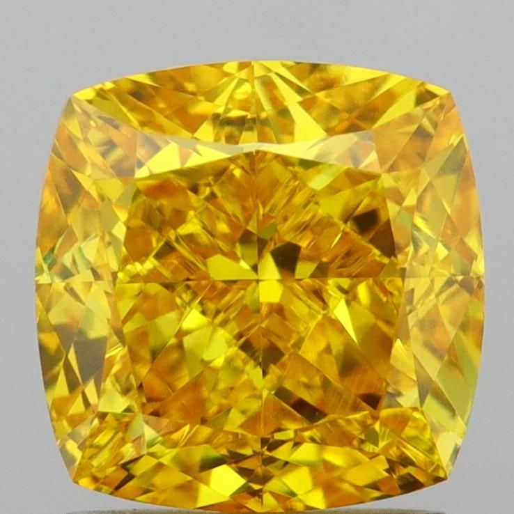 Loose Diamond - CUSHION MODIFIED 2.38ct Fancy Vivid Yellow VVS2: Loose Diamond - CUSHION MODIFIED 2.38ct Fancy Vivid Yellow VVS2 Source: This is a real non-mined Diamond that has been grown in a lab Shape: CUSHION MODIFIED Carats: 2.38 Color: Fancy Vivid Yellow Cer