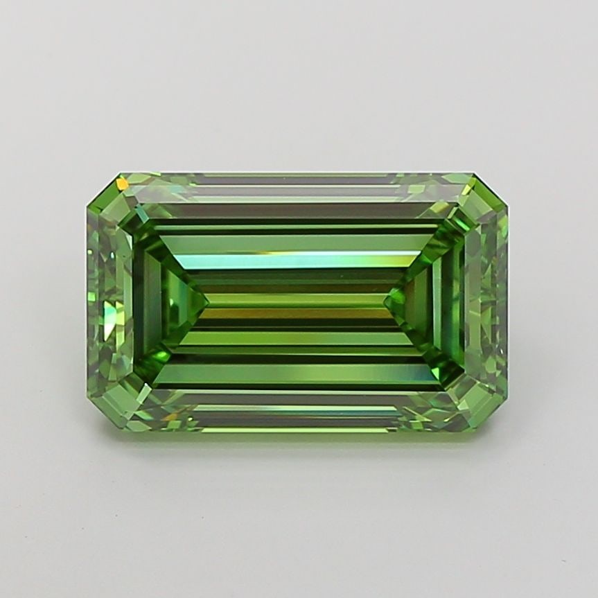 Loose Diamond - EMERALD 10.04ct Fancy Vivid Green VVS2: Loose Diamond - EMERALD 10.04ct Fancy Vivid Green VVS2 Source: This is a real non-mined Diamond that has been grown in a lab Shape: EMERALD Carats: 10.04 Color: Fancy Vivid Green Certification: IGI Vi
