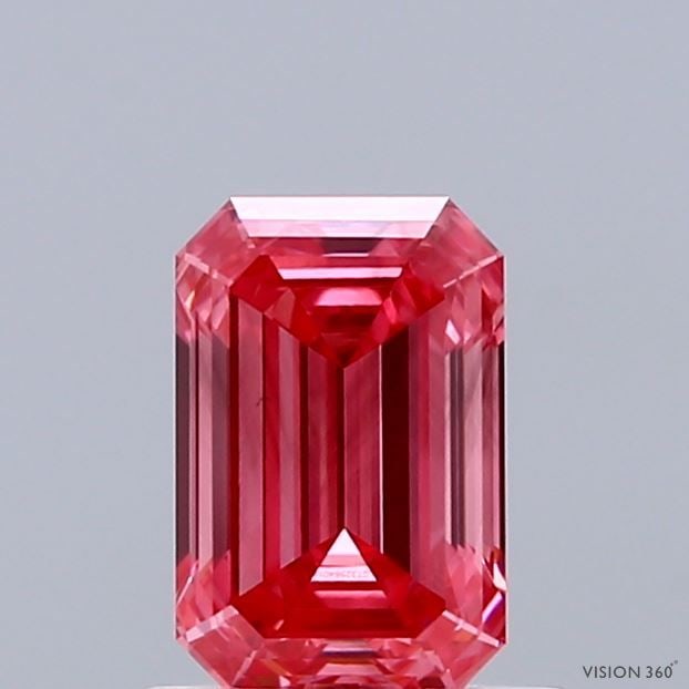 Loose Diamond - EMERALD 1.03ct Fancy Vivid Pink VS2: Loose Diamond - EMERALD 1.03ct Fancy Vivid Pink VS2 Source: This is a real non-mined Diamond that has been grown in a lab Shape: EMERALD Carats: 1.03 Color: Fancy Vivid Pink Certification: IGI Video: