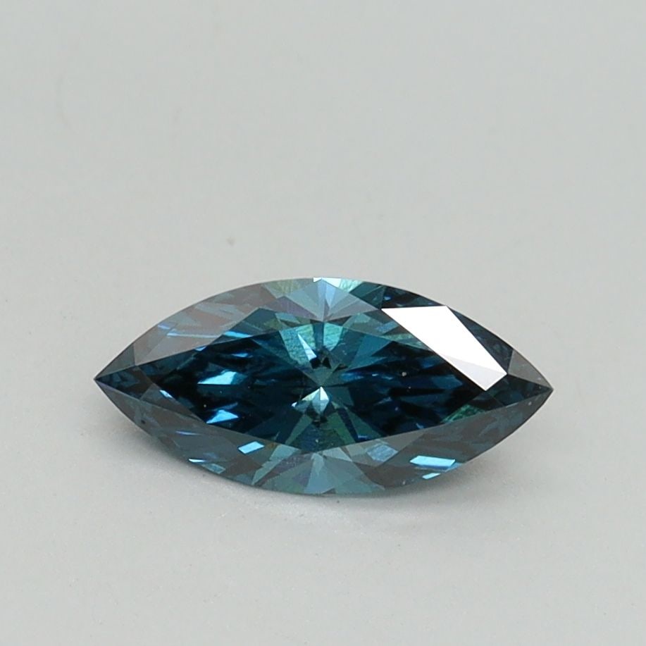Loose Diamond - MARQUISE 0.5ct Fancy Vivid Greenish Blue VS1: Loose Diamond - MARQUISE 0.5ct Fancy Vivid Greenish Blue VS1 Source: This is a real non-mined Diamond that has been grown in a lab Shape: MARQUISE Carats: 0.5 Color: Fancy Vivid Greenish Blue Certific